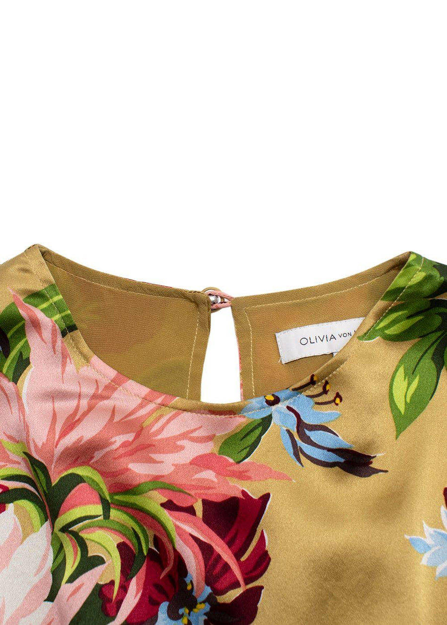 Olivia Von Halle Floral-Print Silk Midi Dress