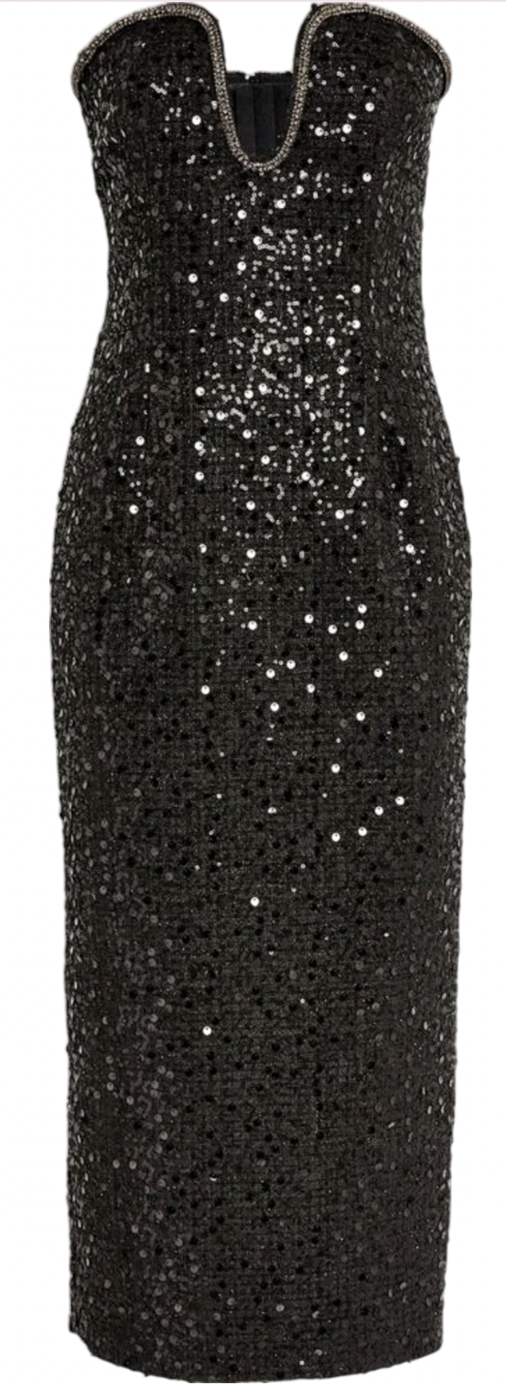 Self-Portrait Black Sequin-embellished Boucle Midi Dress