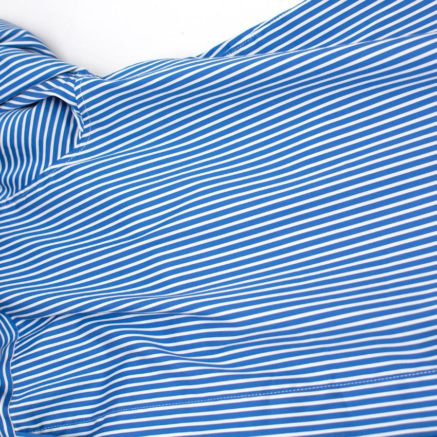Tome Blue Pinstriped Long sleeve Top with Back Opening