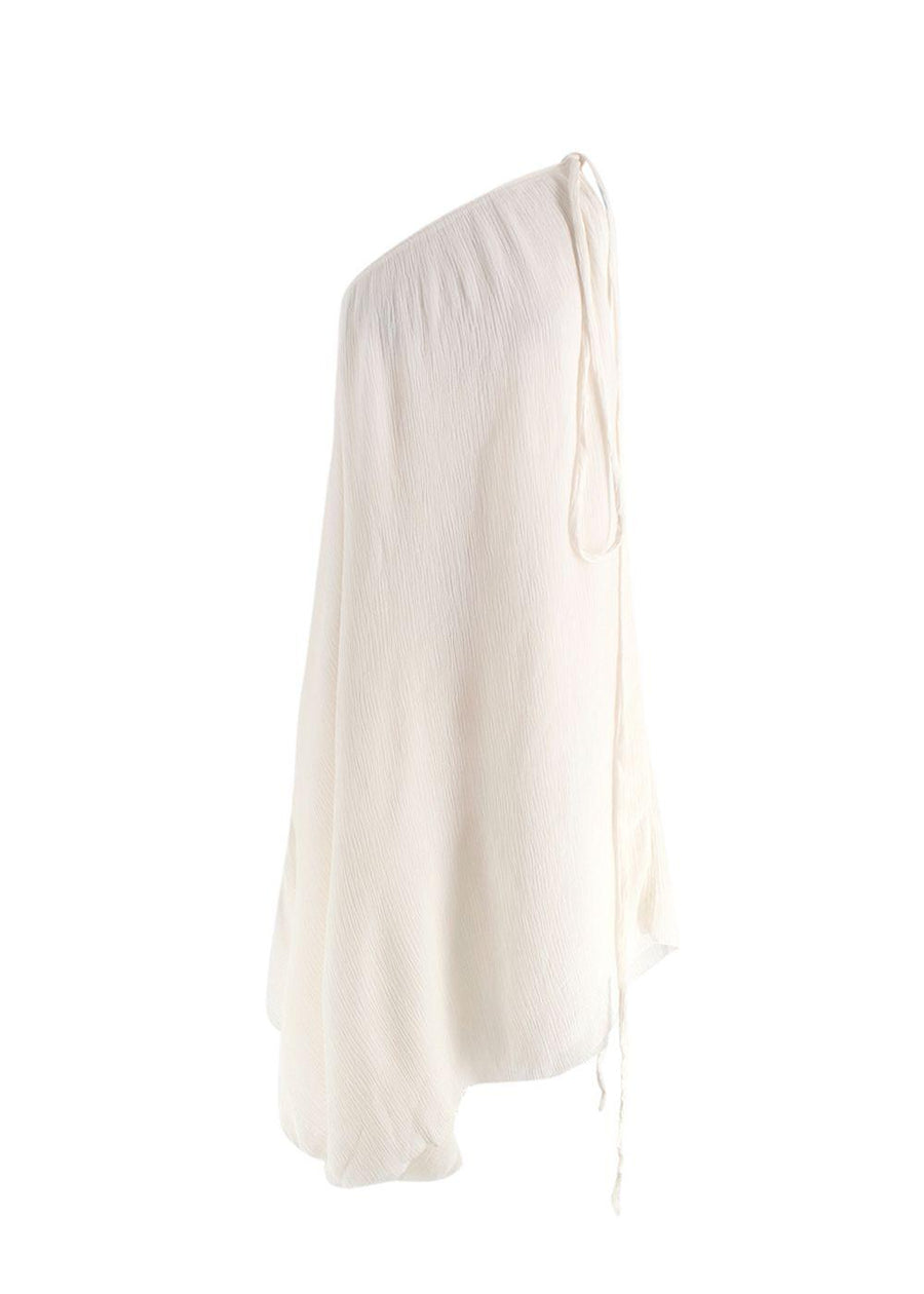 Aeron Cream Crinkle Tie One Shoulder Dress