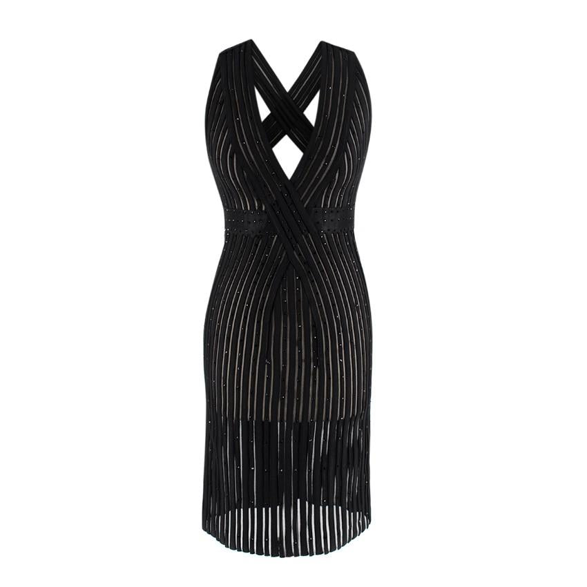 Zuhair Murad Black Embellished Stretch Silk Sheer Panelled Mini Dress