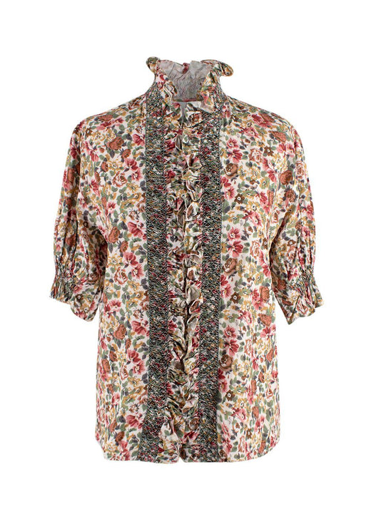 Loretta Caponi Floral High Neck Donatella Blouse