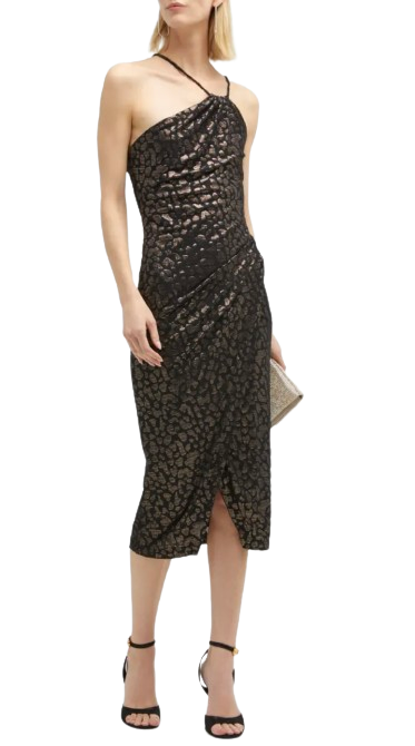 Iro Metallic Bexley Asymmetrical Midi Dress