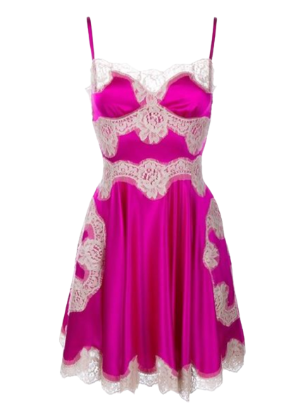 Pink Silk And Lace Slip Dress