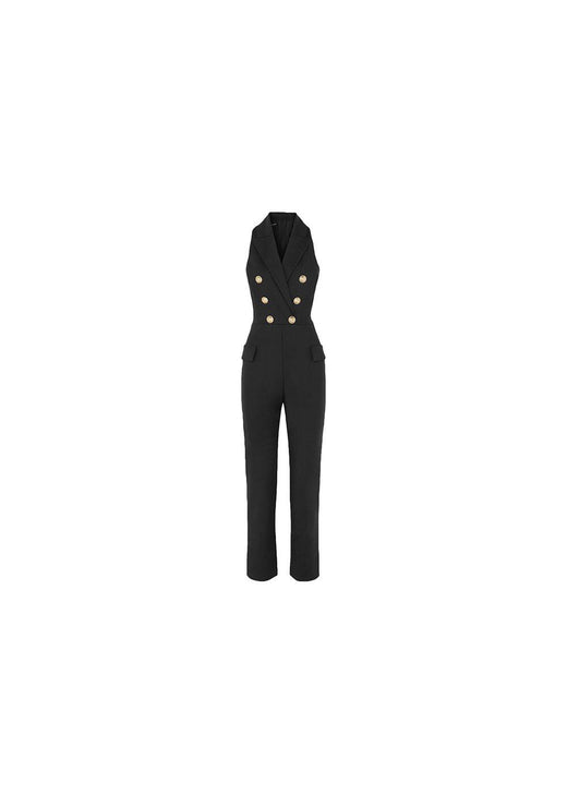 sleeveless double breasted jumpsuit