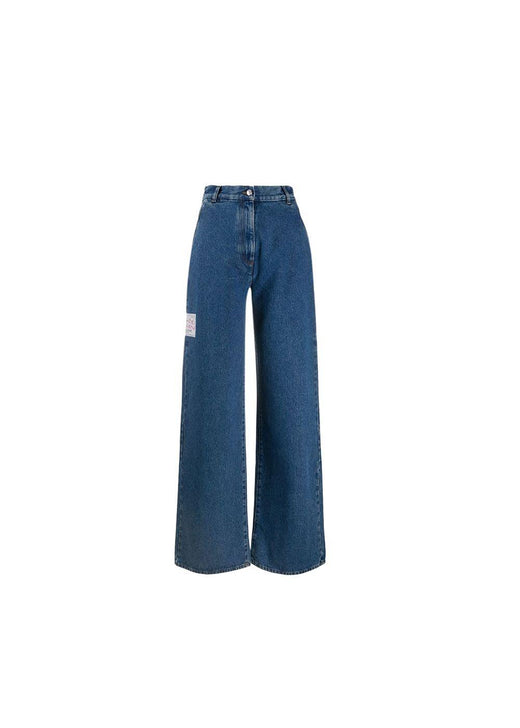 Mid-wash denim wide leg jeans