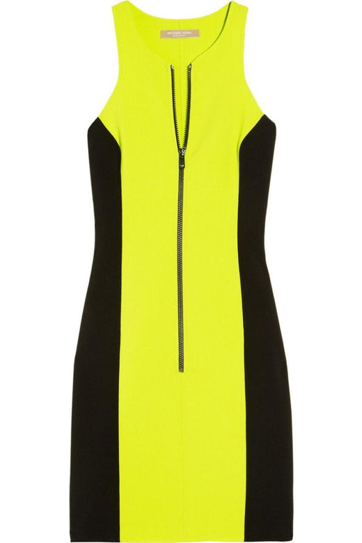 Michael Kors Collection Black & Neon Zip Front Dress