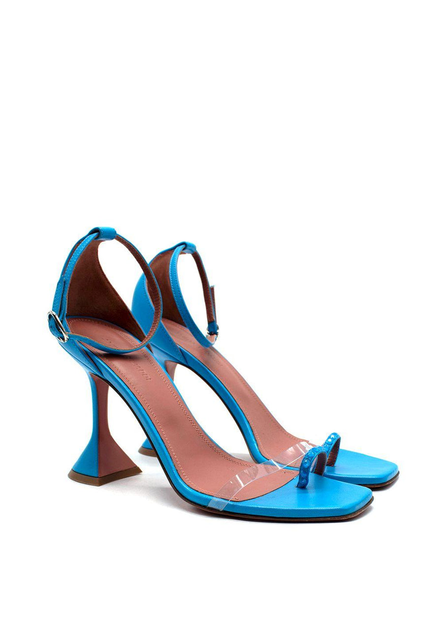 Amina Muaddi Blue Oya Heeled Sandals