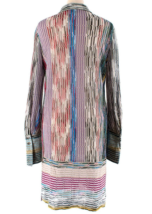 Missoni metallic knit button down shirt dress