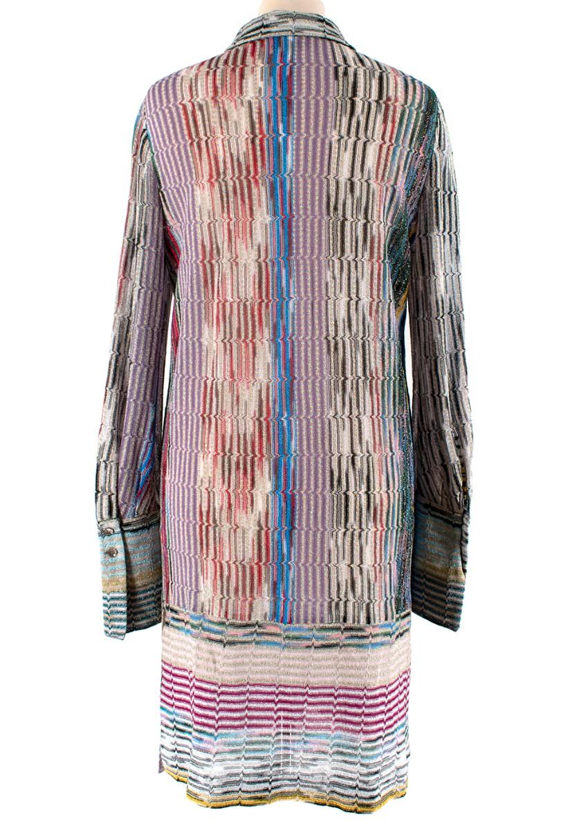 Missoni metallic knit button down shirt dress