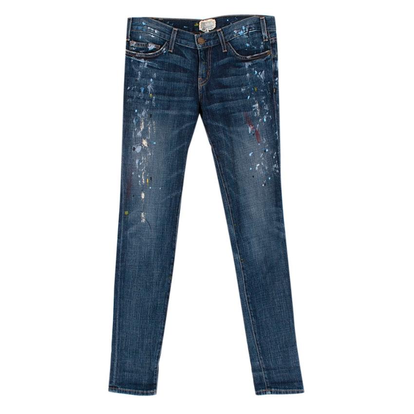 Current Elliott Blue Denim The Skinny Paint Jeans