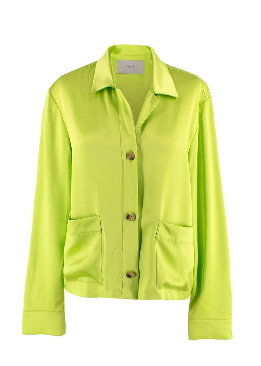 Asceno neon green silk shirt