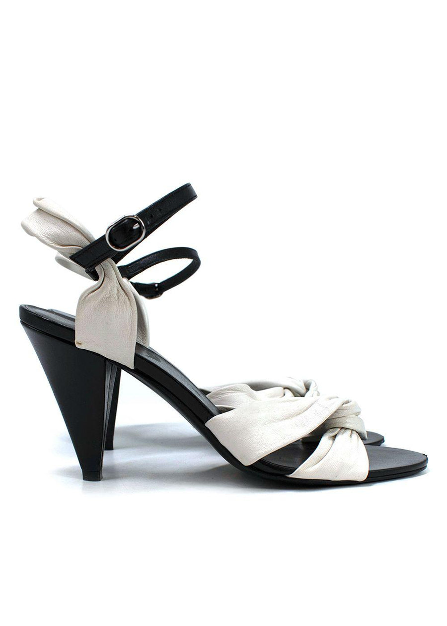 Celine Black and White Leather Twist Pumps