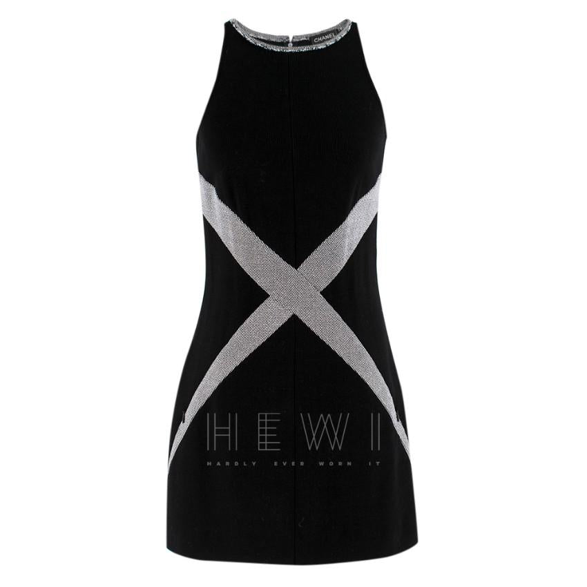 Chanel Black & SIlver Wool Blend Mini Dress