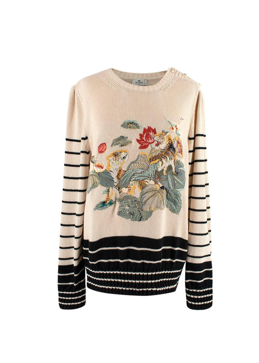Jungle Embellished Stripe Knit Jumper