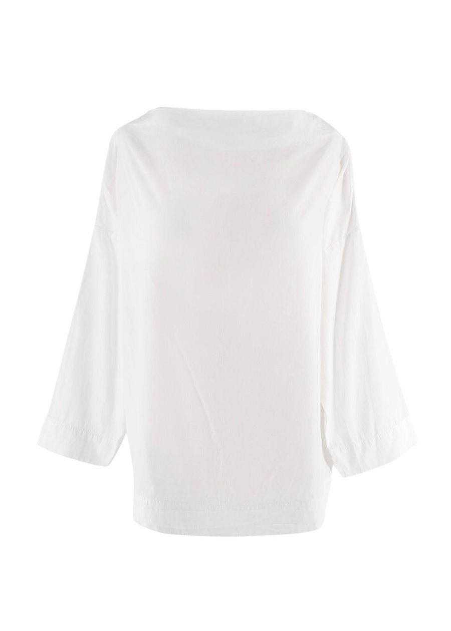 Nili Lotan white wide poplin top