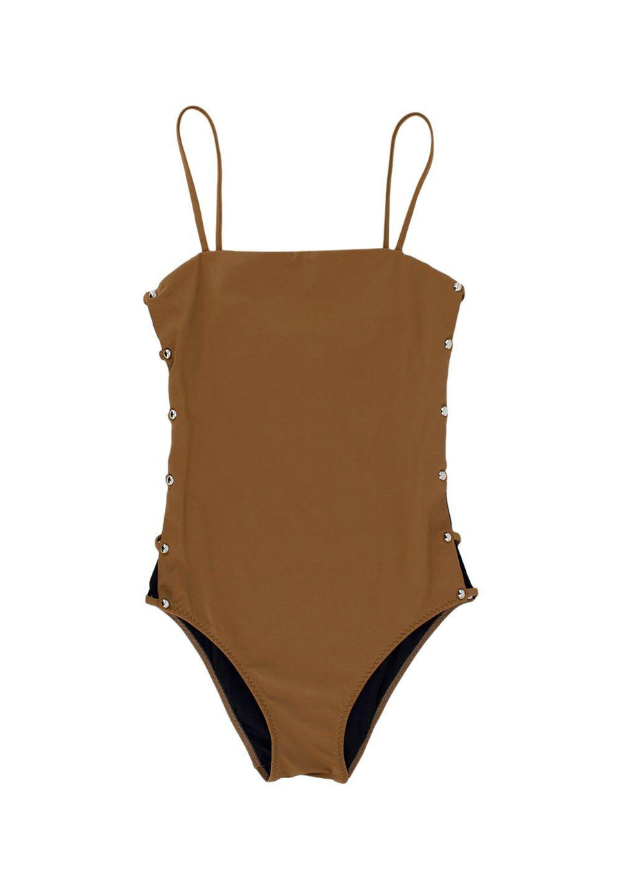 Brown Cutout Swimsuit