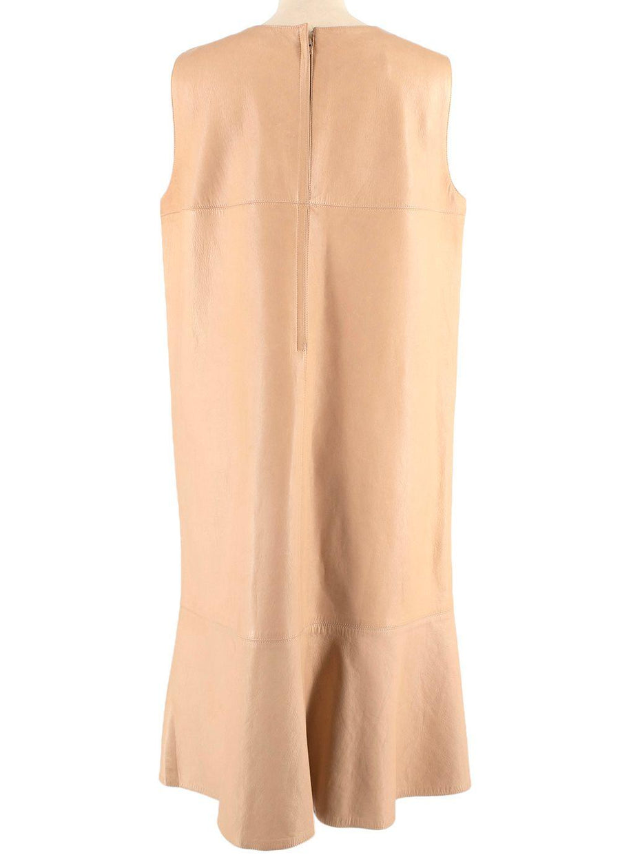Nude Leather Sleeveless Shift Dress