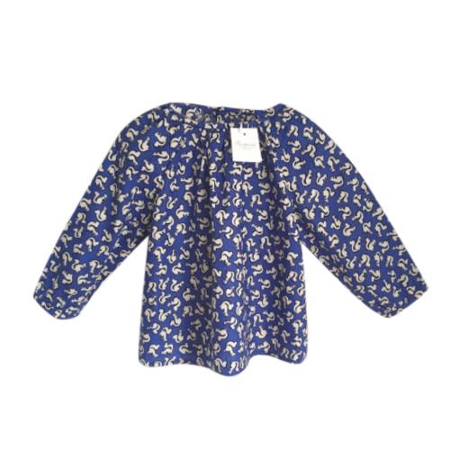 Bonpoint Kids Squirrel Print Blue Blouse