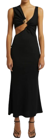 Christopher Esber Black Serpentine Embellished Midi Dress