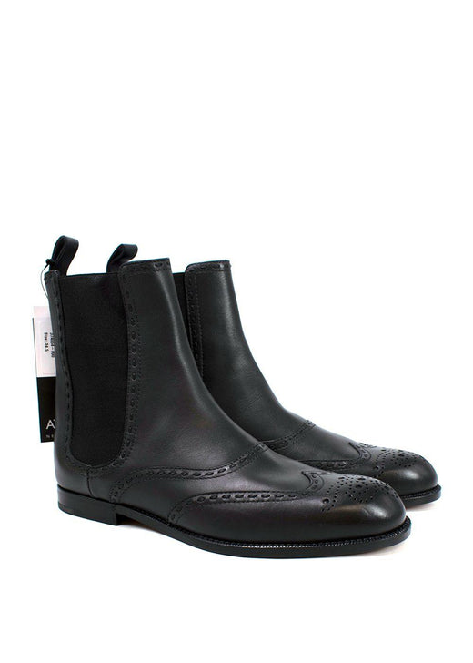 Bottega Veneta Black Brogue Leather Boots