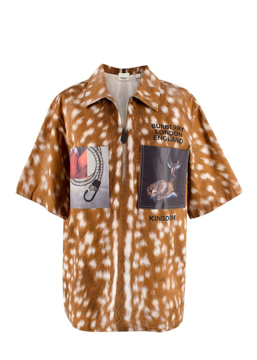 Burberry Deer-Print Patch Polo Shirt