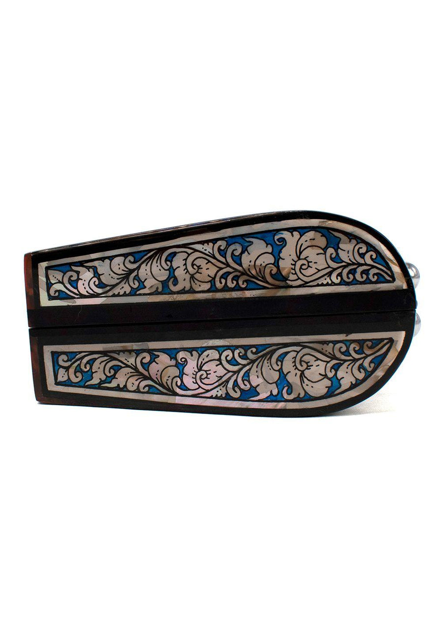 Bespoke Blue Patterned Mother of Pearl Clutch Bag