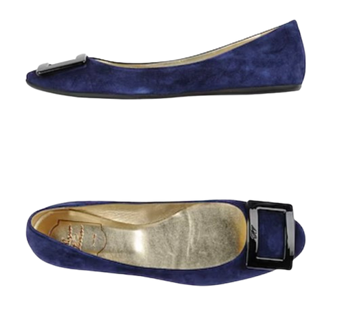 Roger Vivier Navy Suede Flats