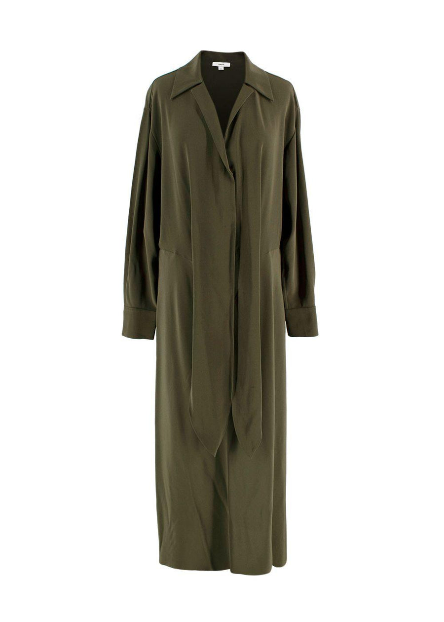 Vince Green Tie-Front Midi Shirt Dress