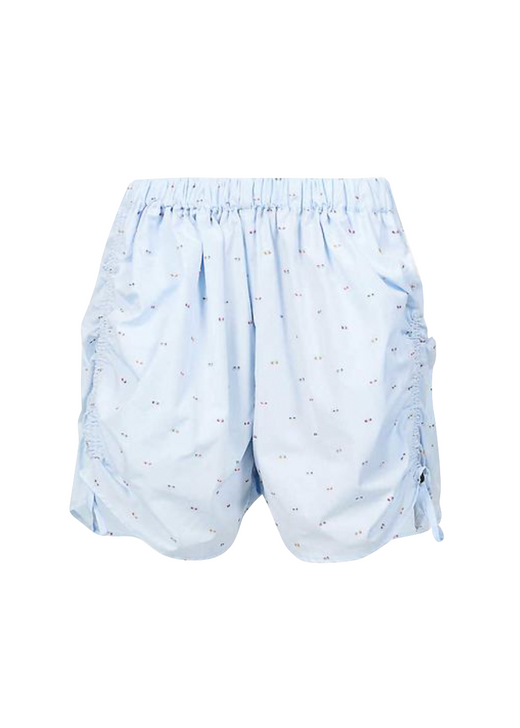Embroidered High Rise Cotton Poplin Shorts