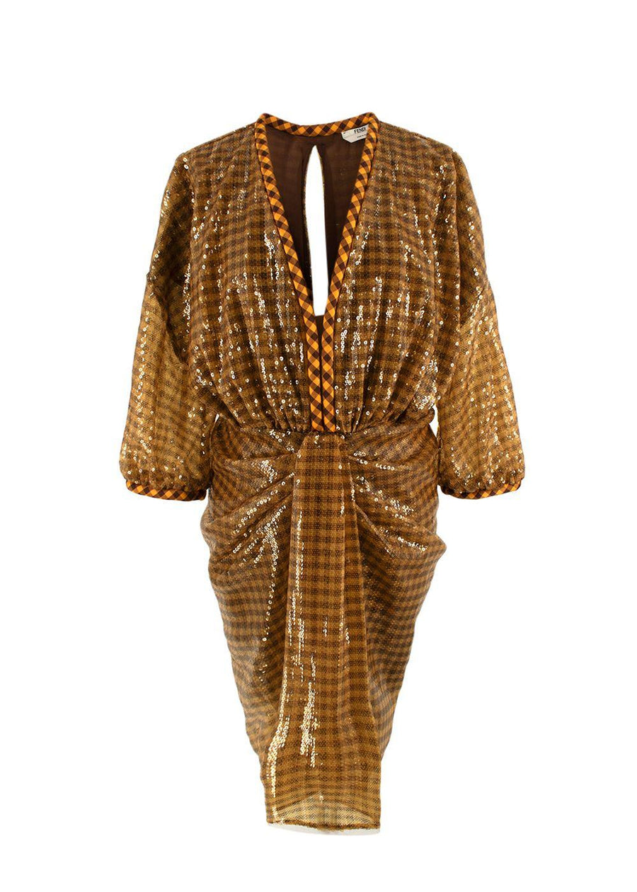 Fendi Sequinned Plunge-Neck Mini Dress
