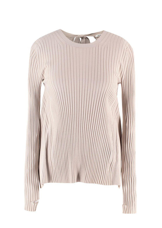 Helmut Lang Natural Ribbed Bow Detail Backless Top