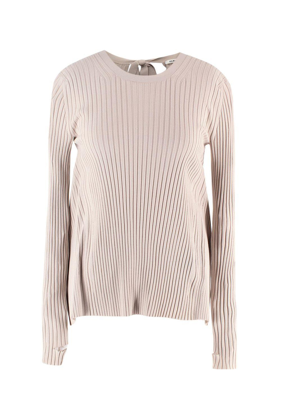 Helmut Lang Natural Ribbed Bow Detail Backless Top