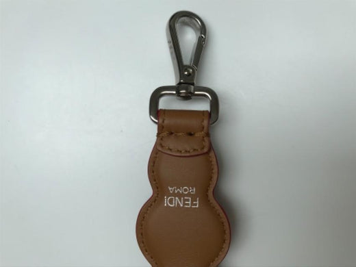 Fendi tan and red scalloped leather mini strap