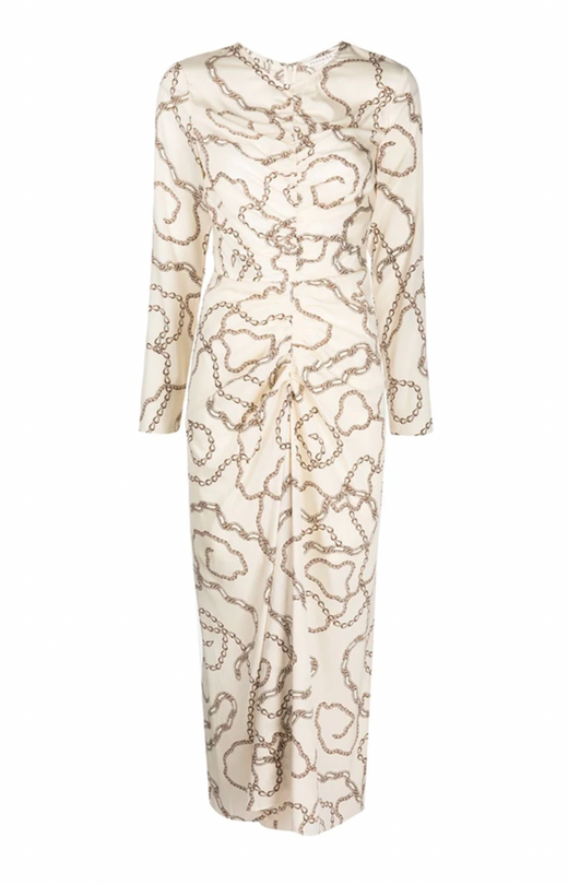Kersey Chain Printed Ruched White Dress
