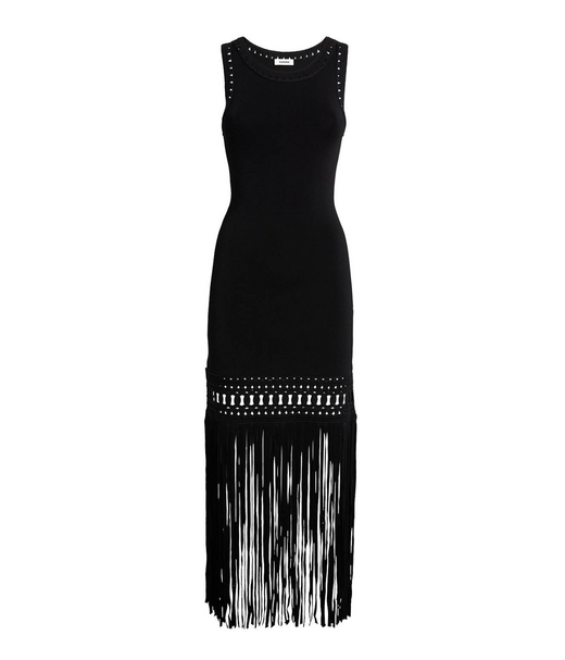 Sandro Fringed Knit Midi Dress