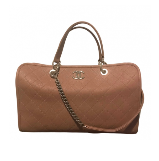 Chanel Antique Rose Quilted Caviar Leather Boston Bag