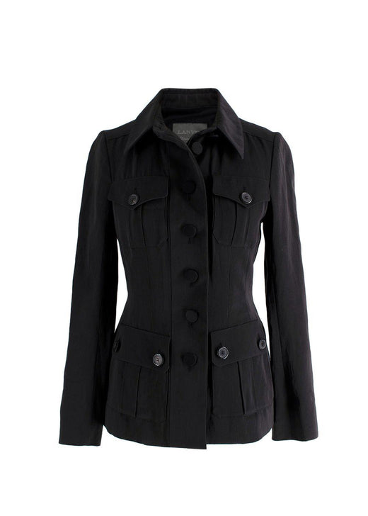 Lanvin Black Single Breasted Wool Blend Jacket