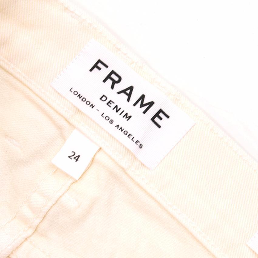 Frame Denim Cream Cropped Flared Jeans