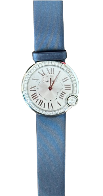 Cartier Ballon Blanc Diamond Watch with Silk Strap