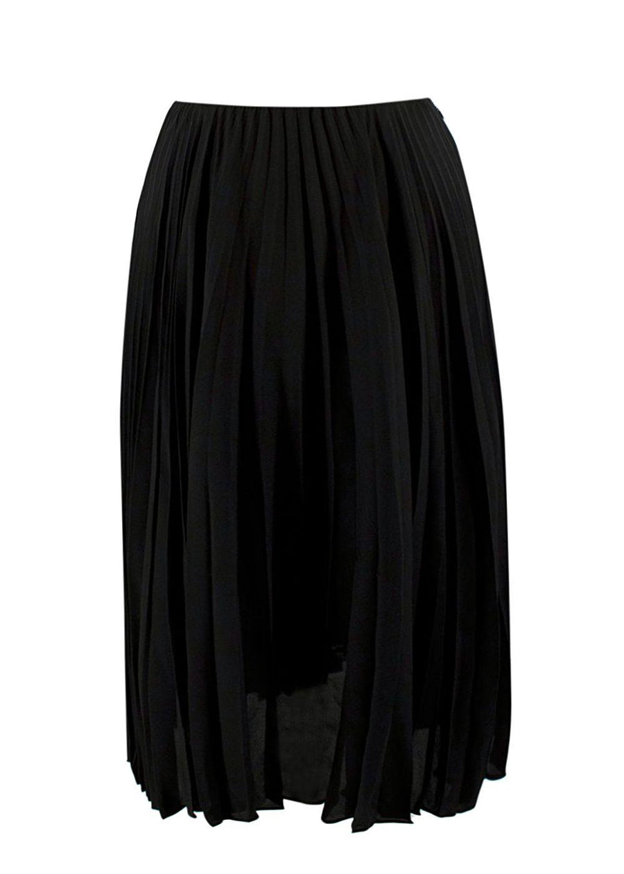 Valentino Black Pleated Satin Skirt