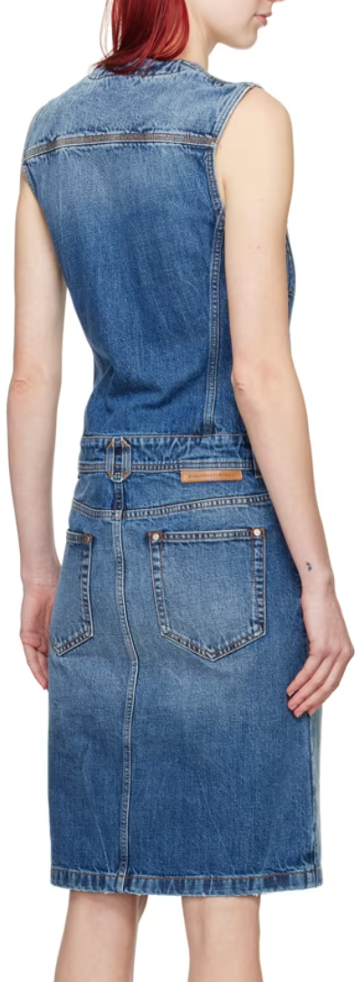 Stella McCartney Blue Paneled Denim Midi Dress