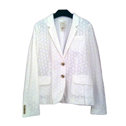 J Crew Broderie Anglaise White Blazer