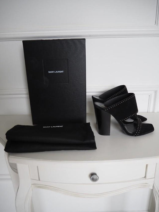 Saint Laurent Micro Studded Oak Mules