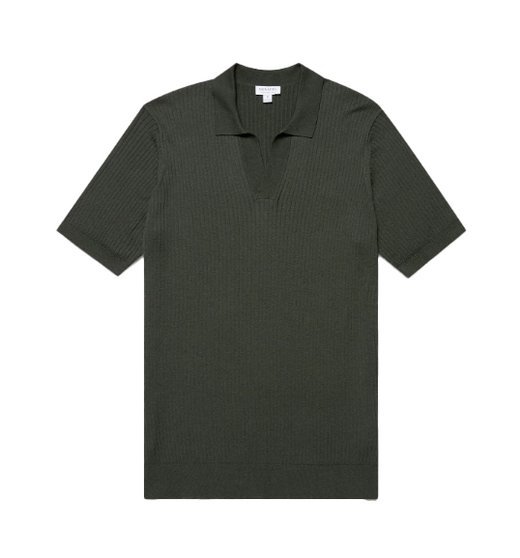 Sunspel Ribbed-knit Silk and Cotton Polo Shirt