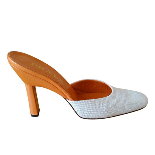 Prada Sabot linen and leather mules
