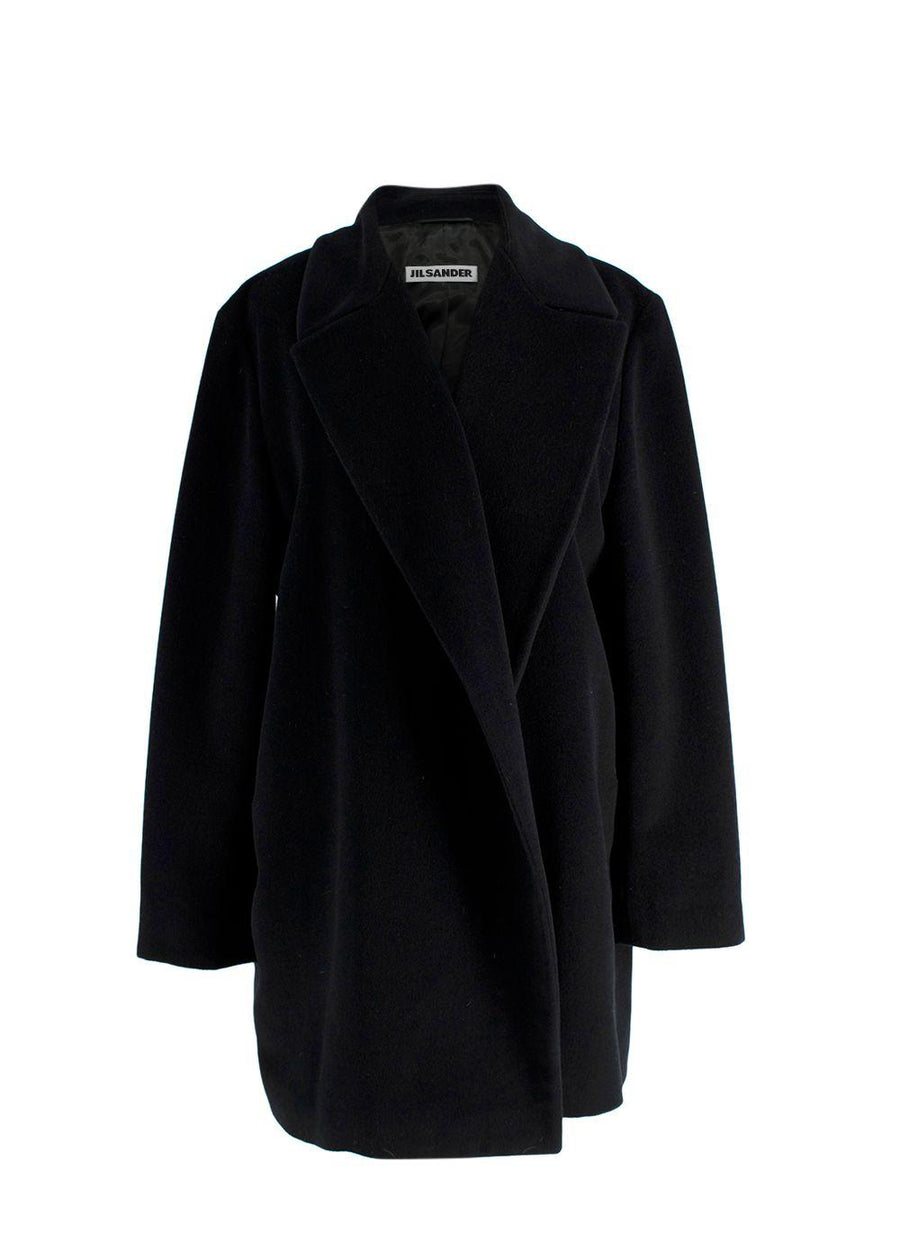 Jil Sander Black Soft Angora Wool Blend Coat/Jacket