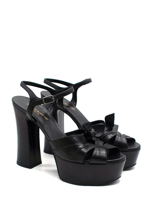 Saint Laurent Black Leather 'Bianca' Platform Heels