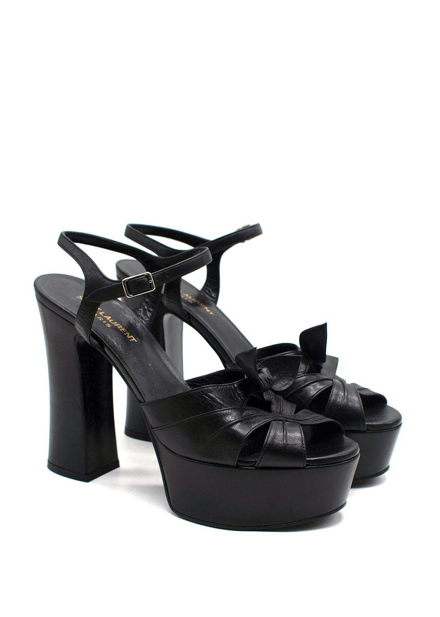 Saint Laurent Black Leather 'Bianca' Platform Heels