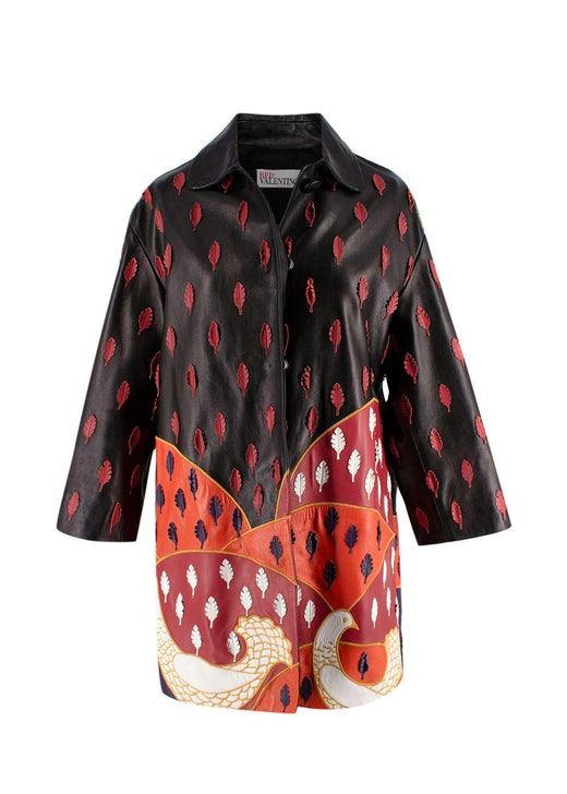 Red Valentino Black Embroidered Leather Jacket